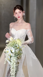 Elegant Mermaid Off The Shoulder Lace Long Sleeves Long Wedding Dresses HZ1024
