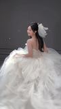 Elegant Ball Gown Strapless Tulle Long Wedding Dresses HZ1024