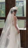 Vintage Mermaid Halter Satin Lace With Veil Long Wedding Dresses HZ1024