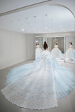 Timeless Ball Gown Off The Shoulder Tulle Sequin Lace Long Wedding Dresses HZ1024