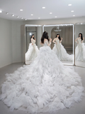 Timeless Mermaid Tulle Sequin Beaded Long Sleeves Long Wedding Dresses HZ1024