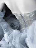 Luxurious Mermaid Halter V Neck Tulle Beaded With Cape Long Wedding Dresses HZ1024