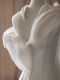 Classy Mermaid Off The Shoulder Satin Long Wedding Dresses HZ1024