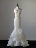 Chic Mermaid Starpless Tulle Beaded Long Wedding Dresses HZ1024