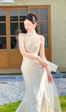 Dreamy Mermaid Halter Satin Tulle Long Wedding Dresses HZ1024