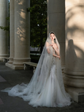 Gorgeous Mermaid Off The Shoulder Tulle Lace Beaded With Veil Long Wedding Dresses HZ1024