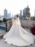 Simple Eelegant Ball Gown Strapless Satin With Veil Long Wedding Dresses HZ1024