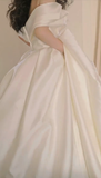 Classy Ball Gown Off The Shoulder Satin Long Wedding Dresses HZ1024