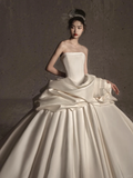 Elegant Ball Gown Strapless Satin Long Wedding Dresses HZ1024