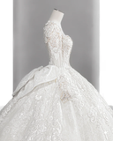 Timeless Ball Gown Tulle Lace Sequin Long Sleeves Long Wedding Dresses HZ1024