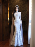 Dreamy Mermaid Strapless Satin Tulle Sequin Long Wedding Dresses HZ1024