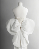 Chic Mermaid Strapless Satin Lace Beaded Back With Bow Long Wedding Dresses HZ1024
