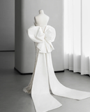 Chic Mermaid Strapless Satin Lace Beaded Back With Bow Long Wedding Dresses HZ1024