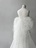 Dreamy White Mermaid Strapless Satin Tulle Sequin Beaded Long Wedding Dresses HZ1024