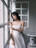 Elegant A Line Off The Shoulder Satin Lace Long Wedding Dresses HZ1024
