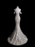 Dreamy Mermaid Off The Shoulder Sequin Beaded Long Wedding Dresses HZ1024