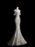 Dreamy Mermaid Off The Shoulder Sequin Beaded Long Wedding Dresses HZ1024