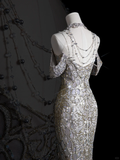 Dreamy Mermaid Off The Shoulder Sequin Beaded Long Wedding Dresses HZ1024