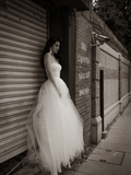 Elegant A Line Strapless Tulle Long Wedding Dresses HZ1024