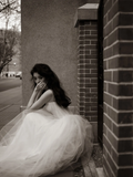 Elegant A Line Strapless Tulle Long Wedding Dresses HZ1024