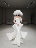 Simple Classy Mermaid Strapless Satin Long Wedding Dresses HZ1024