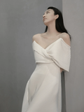Unique A Line Spaghetti Straps Satin Long Wedding Dresses HZ1024