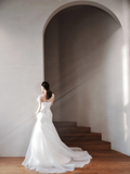 Pretty Mermaid Off The Shoulder Satin Long Wedding Dresses HZ1024