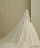 Dreamy Ball Gown Strapless Satin With Veil Long Wedding Dresses HZ1024