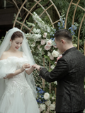 Pretty A Line Off The Shouder Tulle Lace With Veil Long Wedding Dresses HZ1024