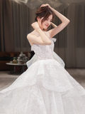 Dreamy Ball Gown Strapless Lace Long Wedding Dresses HZ1024