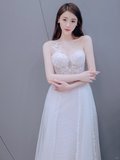 Pretty A Line One Shoulder Tulle Applqiue Long Wedding Dresses HZ1024