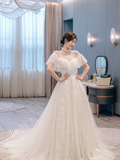 Pretty Ball Gown Tulle Lace Long Wedding Dresses HZ1024