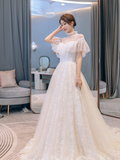 Pretty Ball Gown Tulle Lace Long Wedding Dresses HZ1024