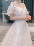 Pretty Ball Gown Tulle Lace Long Wedding Dresses HZ1024