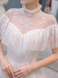 Pretty Ball Gown Tulle Lace Long Wedding Dresses HZ1024