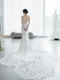 Timeless Mermaid Spaghetti Straps Satin Lace Long Wedding Dresses HZ1024