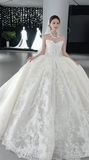 Timeless Ball Gown Strapless Tulle Lace With Veil Long Wedding Dresses HZ1024