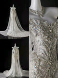 Gorgeous Mermaid Strapless Tulle Lace Sequin Beaded Long Wedding Dresses HZ1024
