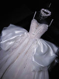 Dreamy Ball Gown Spaghetti Straps Satin Tulle Sequin Long Wedding Dresses HZ1024
