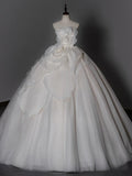 Timeless Ball Gown Strapless Chiffon Tulle Long Wedding Dresses HZ1024