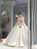 Timeless Ball Gown Sweetheart Satin Sequin Long Wedding Dresses HZ1024