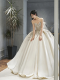 Timeless Ball Gown Sweetheart Satin Sequin Long Wedding Dresses HZ1024