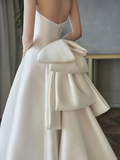 Eelgant A Line Satin Beaded With Veil Long Wedding Dresses HZ1024