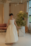 Simple Ball Gown Strapless Satin With Veil Long Wedding Dresses HZ1024