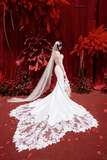 Dreamy Mermaid Strapless Satin With Veil Long Wedding Dresses HZ1024