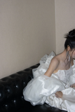 Elegant Mermaid Strapless Satin Lace Sequin Long Wedding Dresses HZ1024