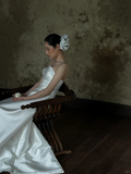 Simple Mermaid Strapless Satin Long Wedding Dresses HZ1024