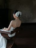 Simple Mermaid Strapless Satin Long Wedding Dresses HZ1024