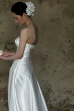 Simple Mermaid Strapless Satin Long Wedding Dresses HZ1024