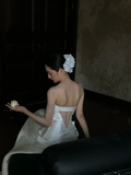 Simple Mermaid Strapless Satin Long Wedding Dresses HZ1024